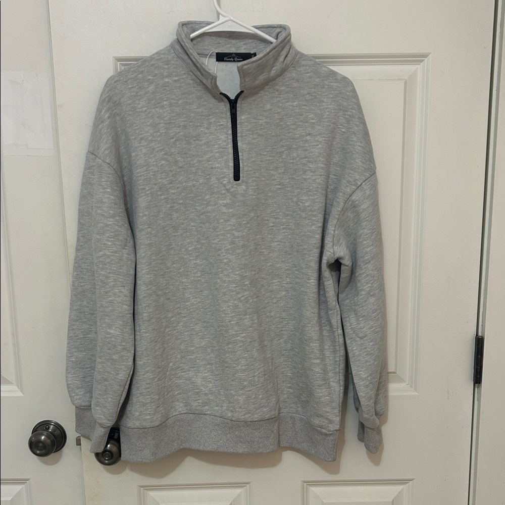 Trendy Queen Half-Zip Sweatshirt size medium gray oversized pullover fleece NWOT